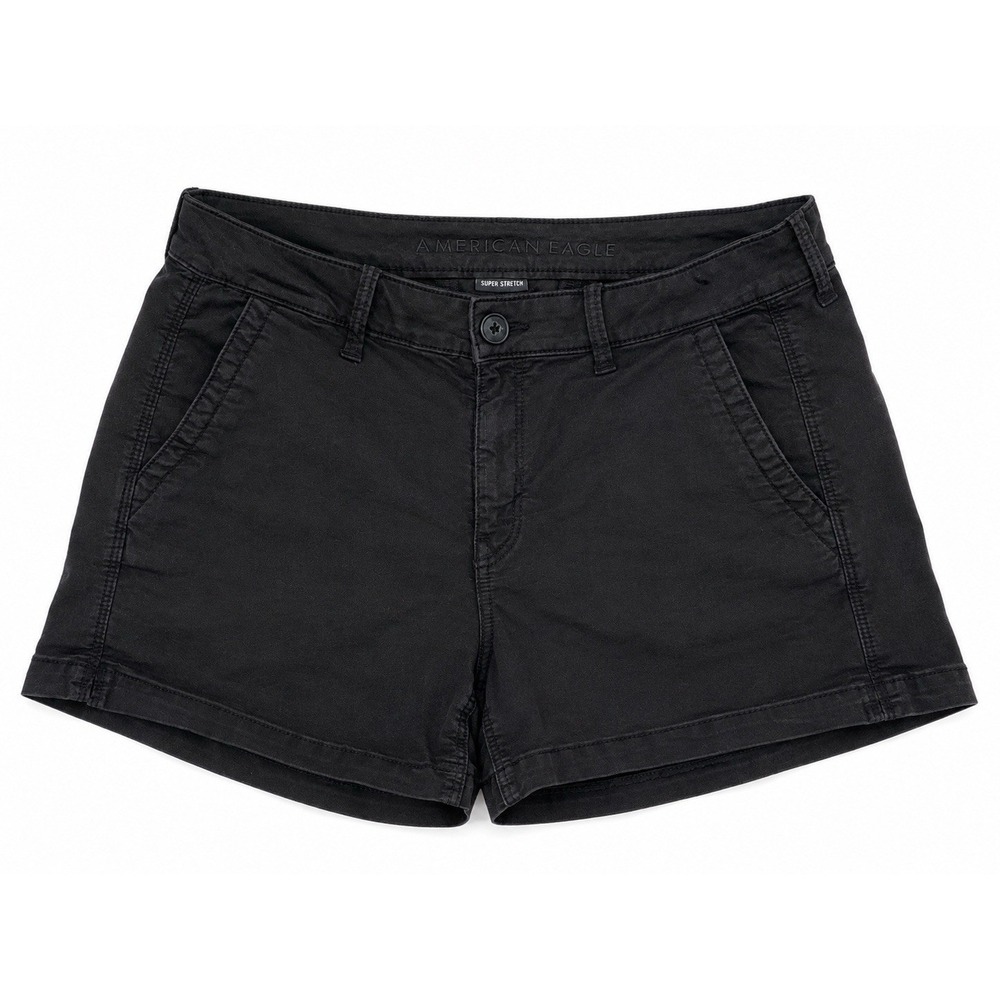American Eagle Outfitters Black Super Stretch Shorts Women's 14 Mid Rise Casual